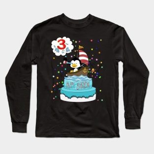 3rd  Birthday Penguin with a boat Long Sleeve T-Shirt